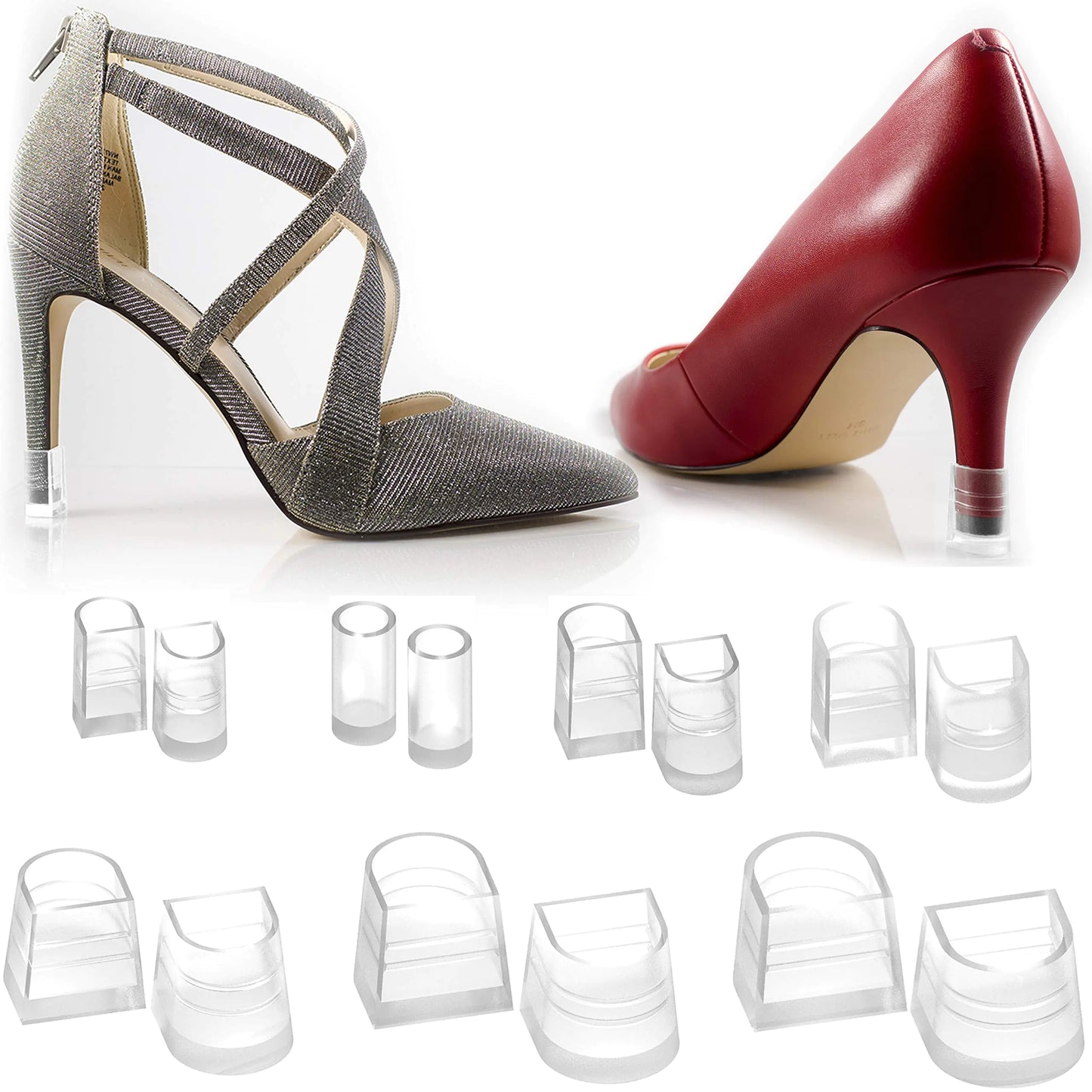 Salsa Cap Protectors for High Heel Shoes | 10 Sizes Clear Pack | Protector Replacement Heel Savers for Stiletto and Pumps Tips | Stoppers for Grass Covers and Protects | Anti-Slip (10 pairs)