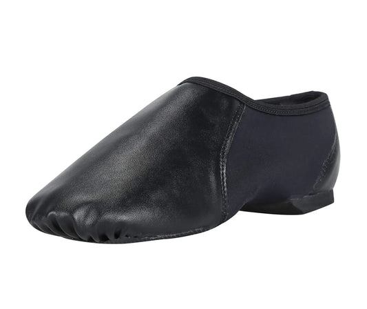 Linodes Unisex PU Leather Upper Slip-on Jazz Shoe with Circle Elastic for Women and Mens Dance Shoes-BLACK-10.5M