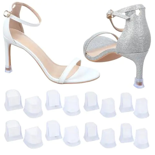COMNICO 8 Pairs High Heel Protectors Heel Caps Shoes Replacement Tips Pin Non-Slip Anti-Noise Stiletto Heel Stoppers Covers Silent for Repairing Dance Shoes