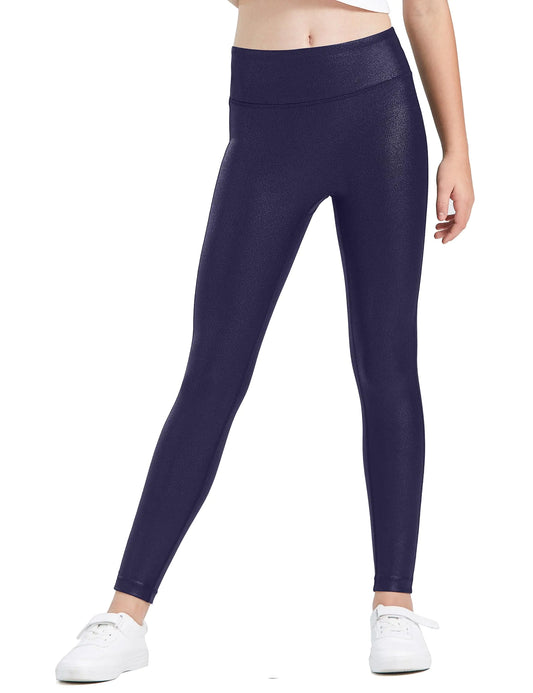 HARTPOR Faux Leather Leggings for Girls - High Waisted Stretch Pleather Leggings Teens Leather Pants Navy XL